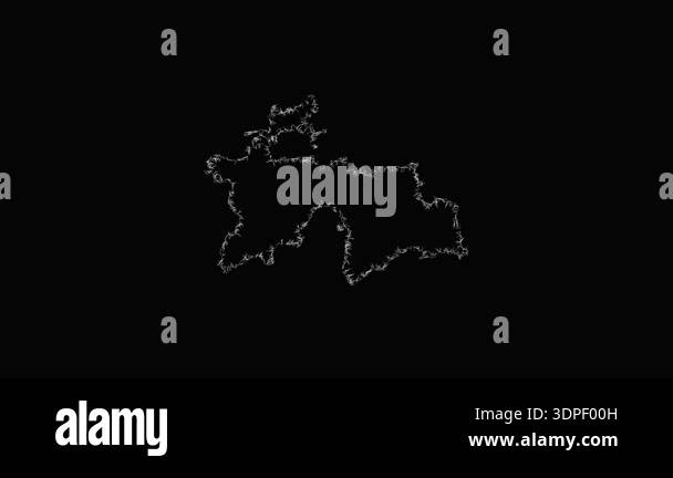 Sketch style minimal Tajikistan outline map animation - smooth ...