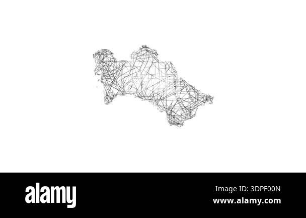 Sketch style minimal Turkmenistan outline map animation - smooth ...