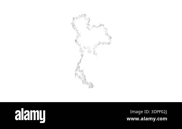Sketch style minimal Thailand outline map animation - smooth ...