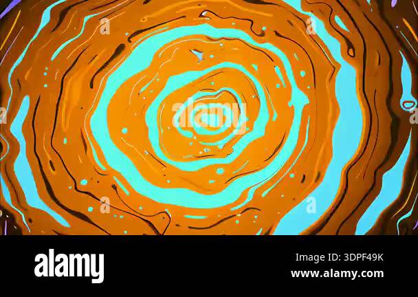 Orange and light blue liquid spiral tunnel, abstract swirl vortex ...