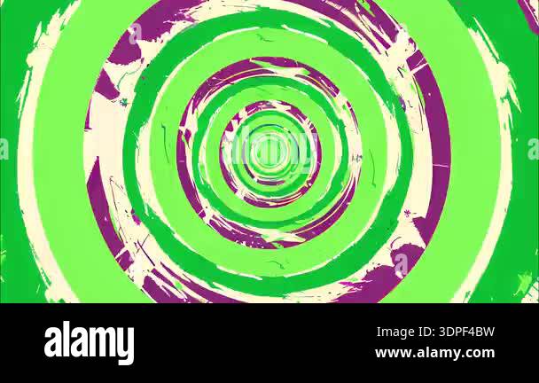 Green purple concentric rings background, rough paint spiral circles ...