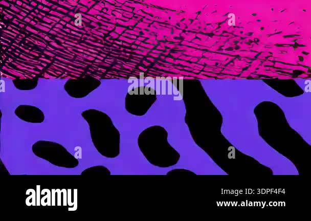 Abstract pink and purple split composition, organic black shapes ...