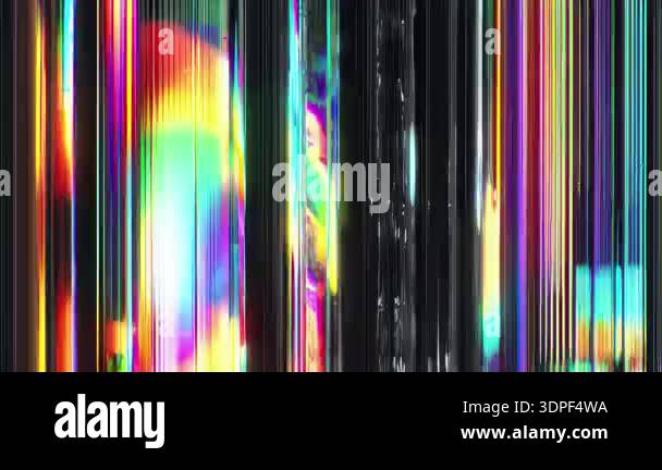 Dense vertical RGB glitch stripes, digital interference tearing, neon ...