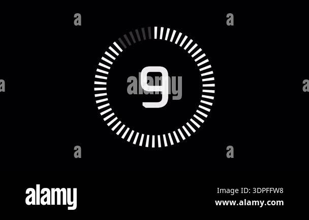 10 Second Countdown Timer Animation with Circular Progress Bar Stock ...