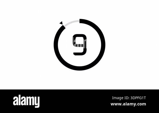 10 Second Countdown Timer Animation with Circular Progress Bar Stock ...