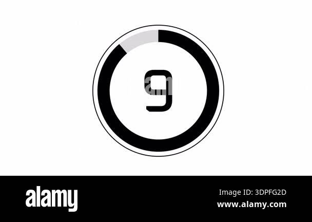 10 Second Countdown Timer Animation with Circular Progress Bar Stock ...