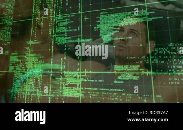 Fitness trainee adjusting posture at gym triggered by biometric code ...