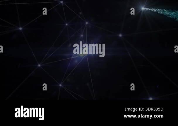 Animation of star and connections on black background. network ...