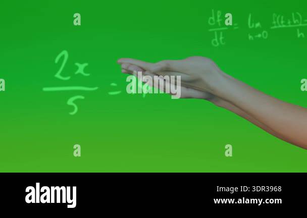 Animation of rotating brain and math formulas on green background with ...