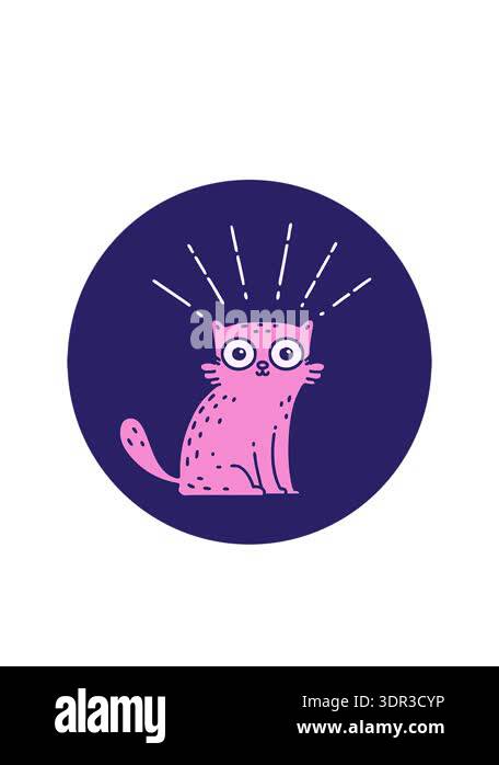 blinking radial lines animation of tattoo style surprised cat Stock ...