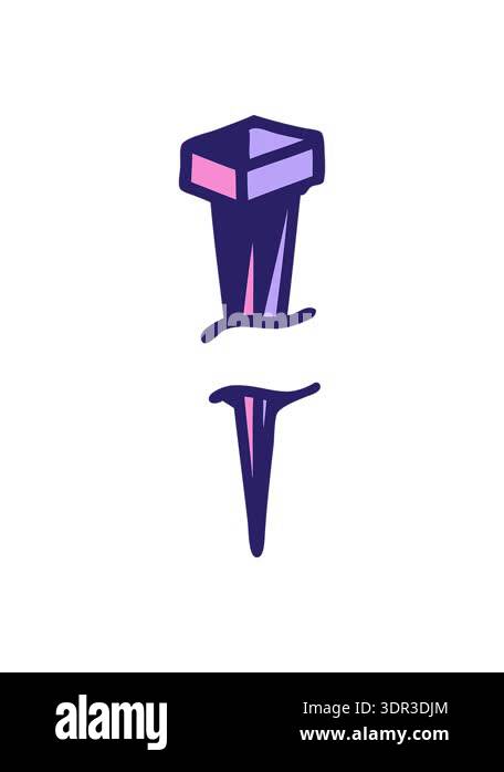 pressure popping animation of iconic tattoo style image of iron nail ...