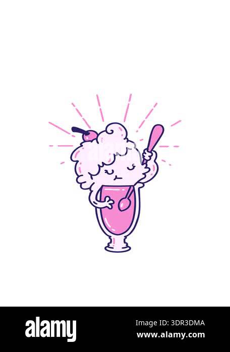 bobbing motion animation of tattoo style ice cream character Stock ...