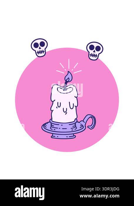 spinning skulls animation of tattoo style spooky melting candle Stock ...