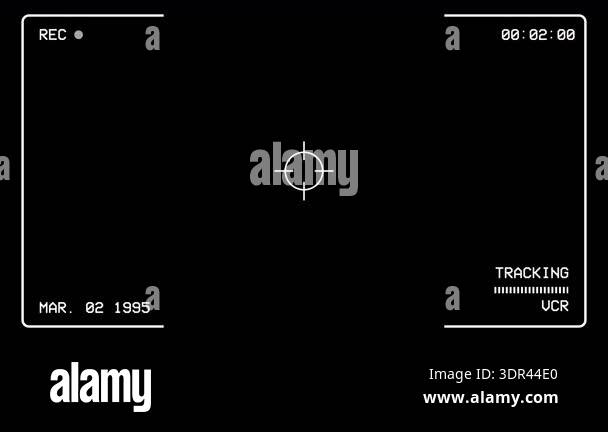 Retro VHS camcorder screen overlay on black background with rec ...