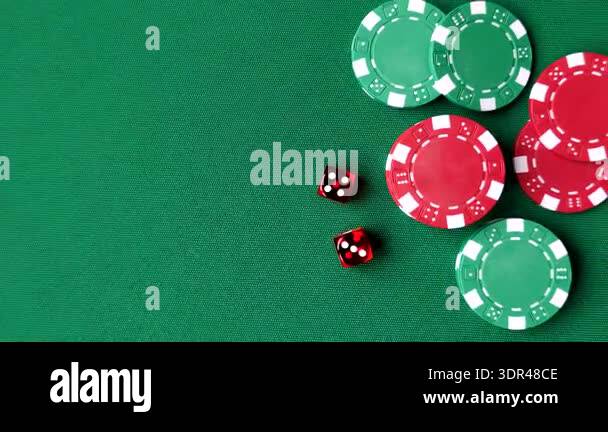 Casino dice and chips on a colored background, poker, gambling with ...
