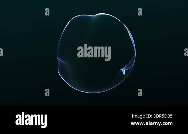 Glowing blue cyan fluid light sphere floating in dark space. Smooth ...