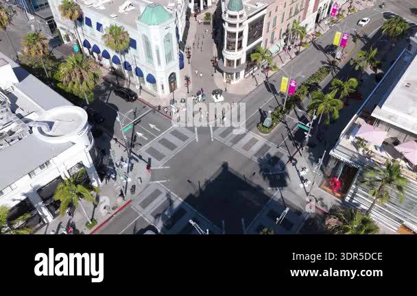 Aerial shot capturing the iconic intersection at Rodeo Drive and Dayton ...