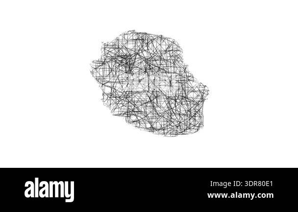 Sketch style minimal Reunion outline map animation - smooth progressive ...