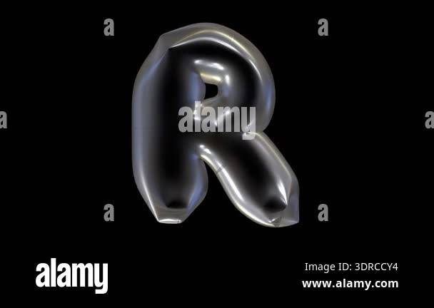 Displaying shiny inflated letter R on black background Stock Video ...