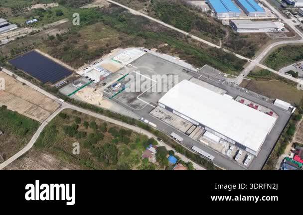 Aerial view of a modern data center campus featuring state of the art ...