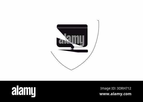 Computer security shield icon animation concept for technology and ...