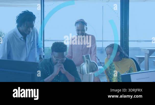 Colleagues collaborating at computer discussing network security ...