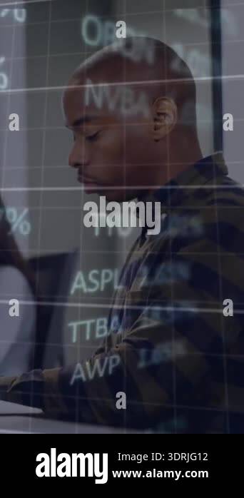 Animation of financial data processing over business people using ...