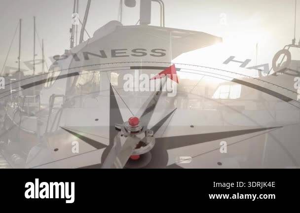 At start, sunlit compass rose rotating dial, pointer sweeping under ...