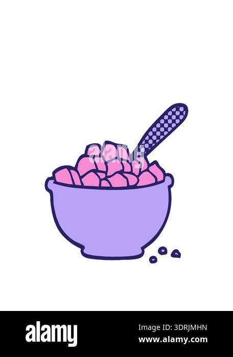 stretching up animation of cartoon doodle bowl of cereal Stock Video ...