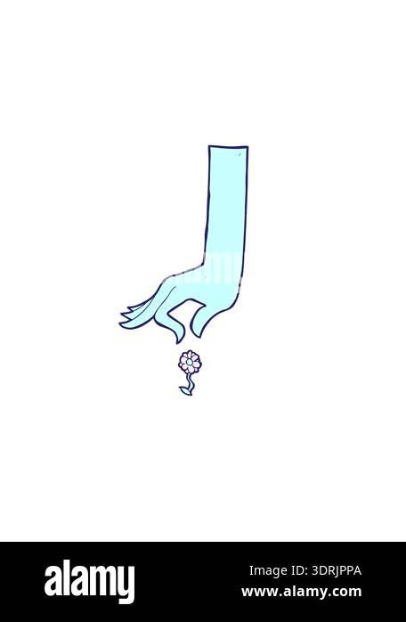 horizontally vibrating animation of cartoon hand picking flower Stock ...