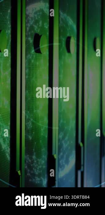 Animation of security padlock icon on round scanner and spinning globe ...