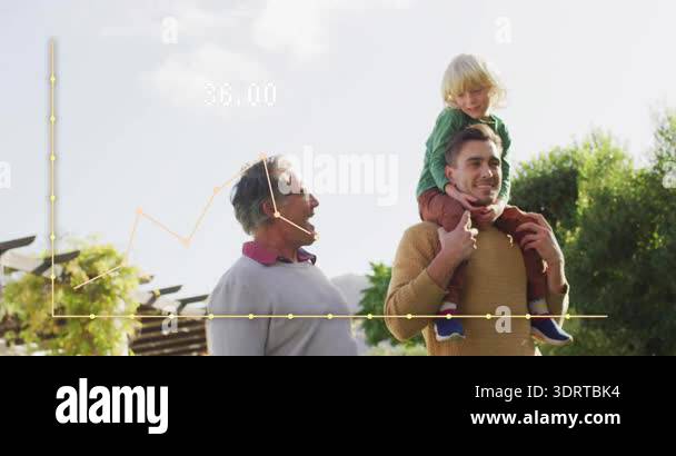 Dad carrying son initiating animated line graph tracking head motion ...