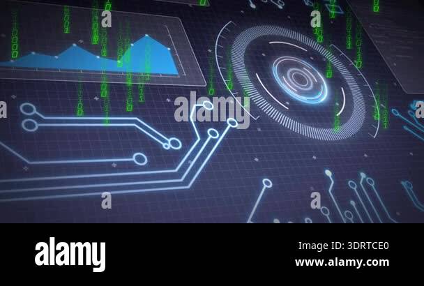 On launch grid appearing, blue chart fading, code descending, radar ...