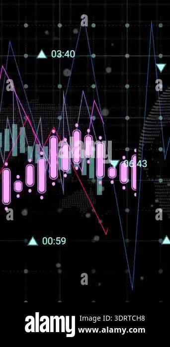 Animation of graphs with changing numbers over globe and map against ...