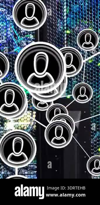 Animation of netwrok of connections with people icons and data ...