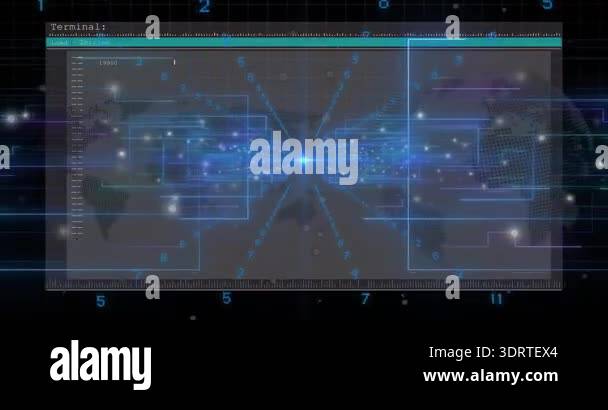 Digits converging on glowing nexus, console fading and SQL commands ...