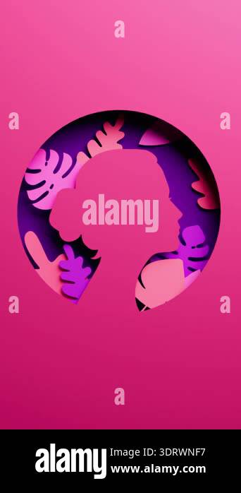 Women Rights Animation International Womens Day looping video with woman silhouette and floral ...