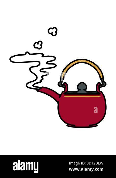 shivering motion animation of a traditional japanese tea pot with steam ...