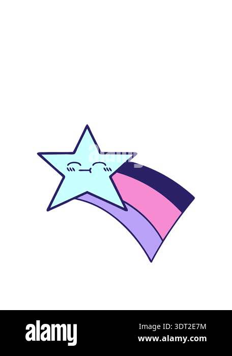 stretching up animation of cartoon of a shooting rainbow star design ...