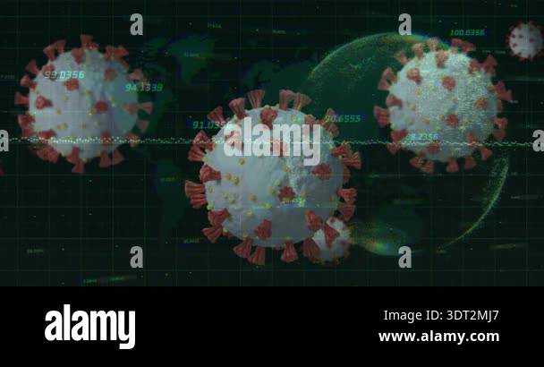 Waveform Sphere Pattern Pulsing waveform sphere rotating with labels updating and globe forming ...