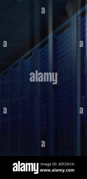 Animation of statistical data processing against empty computer server ...