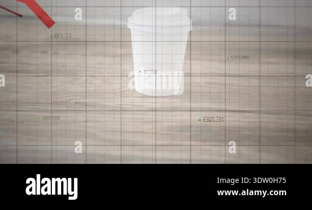 Visualizing market data with grid overlay, cup icon fading, numbers ...