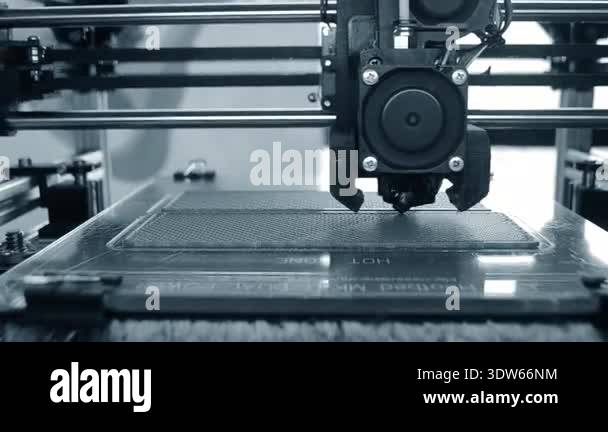3D printer. 3D printer printing object close-up. 3D printer printing ...