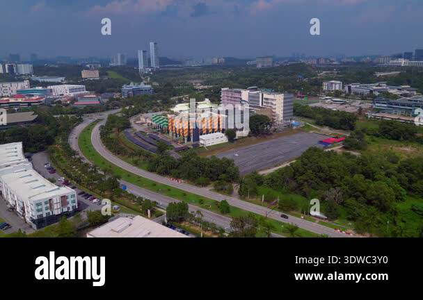 Aerial view university campus with buildings, Big Datacenter quantum ...