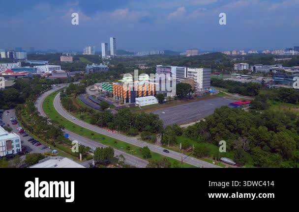 Aerial view university campus with buildings, Big Datacenter quantum ...