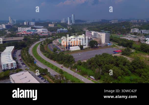 Aerial view university campus with buildings, Big Datacenter quantum ...