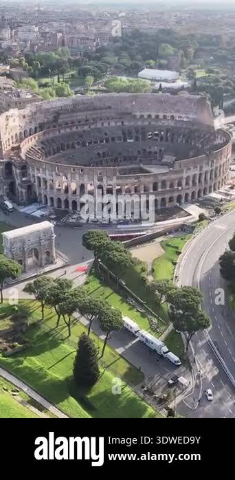 Rome Colosseum At Rome In Lazio Italy. Medieval Buildings. Downtown ...