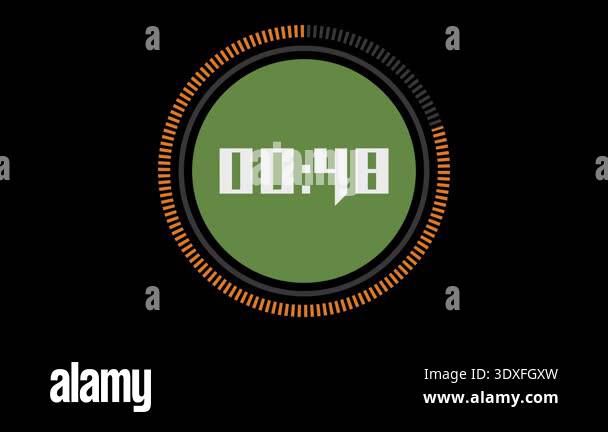 One minute animated timer video with a orange progress circle, and ...