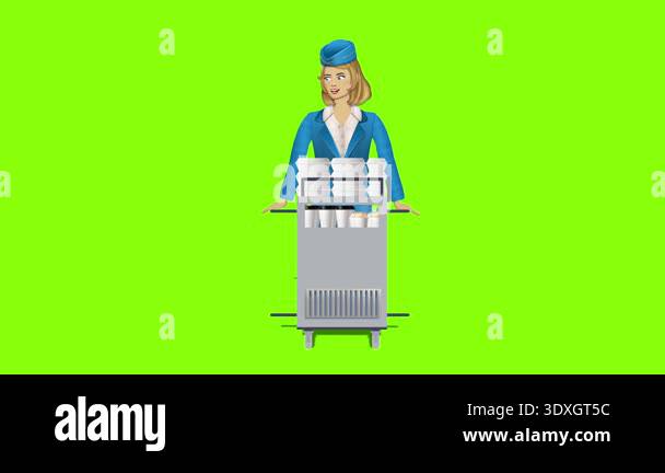 Flight attendant on alpha background Stock Video Footage - Alamy
