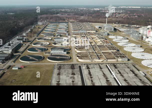 Sewage treatment plant utilizes sludge digester domes and circular ...